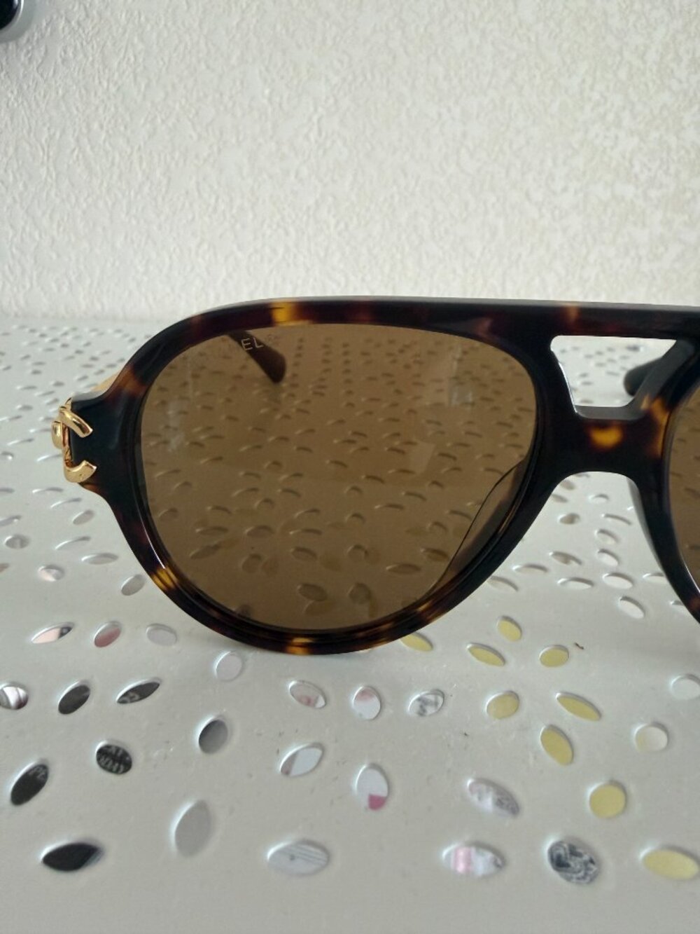 NWT CHANEL Tortoiseshell Aviator Sunglasses Gold CC Hardware NEW Authentic - Picture 3 of 12